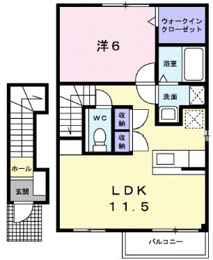 サン・フロール(1LDK/2階)の間取り写真
