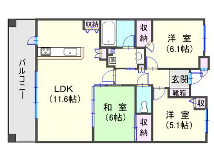 ジェネラス中央町(3LDK/10階)の間取り写真
