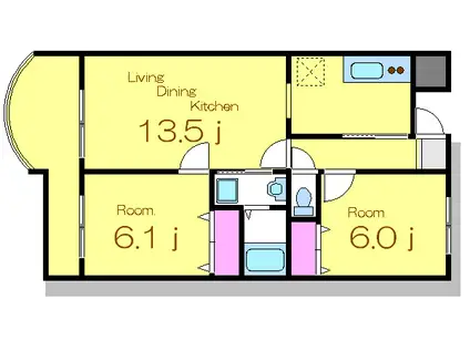 リグランド船堀(2LDK/2階)の間取り写真