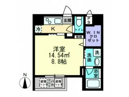 ESCAZA桑田町(1K/2階)の間取り写真