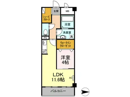 セントレア長和島(1LDK/3階)の間取り写真