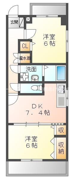 アトランティス川花(2DK/4階)の間取り写真