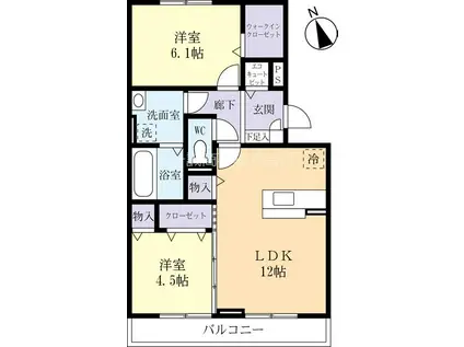 フェザント(2LDK/1階)の間取り写真