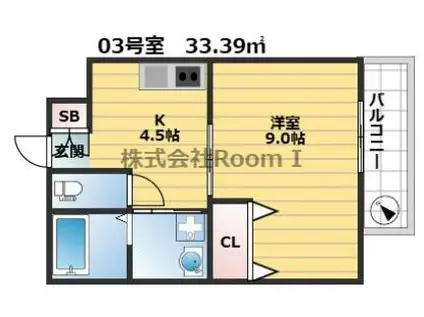 ペジーブル萱島・旭化成ヘーベルメゾンHEBEL HAUS(1K/2階)の間取り写真