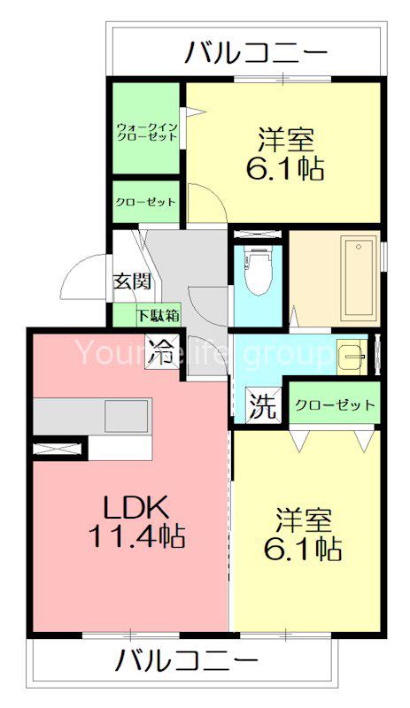 スカイハイム(2LDK/3階)の間取り写真