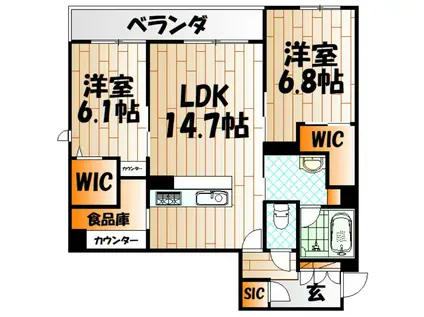 シャーメゾンステージ泉台(2LDK/2階)の間取り写真
