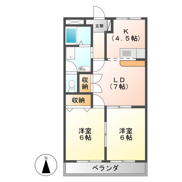 クレストール・イン(2LDK/2階)の間取り写真