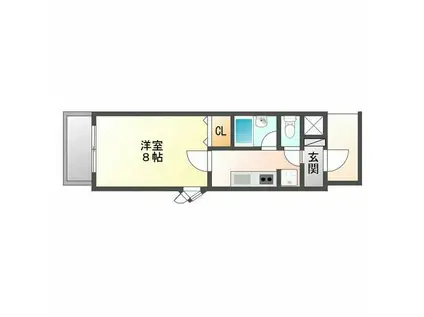 ステュディオ(1K/8階)の間取り写真