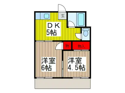 ときわ荘(2DK/2階)の間取り写真