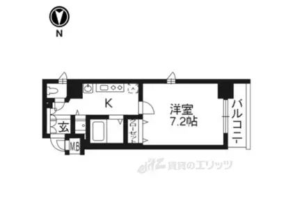 アクロス京都七条鴨川御苑(1K/5階)の間取り写真