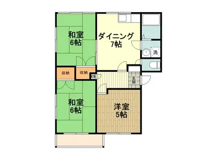 リバーサイドフジIII(3DK/1階)の間取り写真