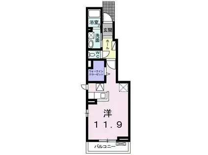 伊予鉄道横河原線 北久米駅 徒歩12分 2階建 築13年(ワンルーム/1階)の間取り写真
