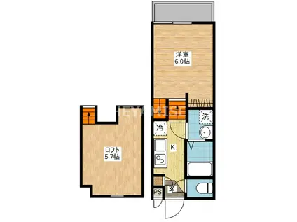 ヴィオラ田中町HILL I(1SK/1階)の間取り写真