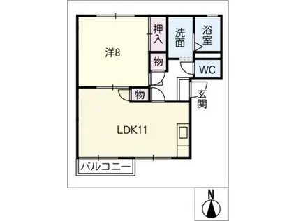 サンスクエア開明(1LDK/2階)の間取り写真