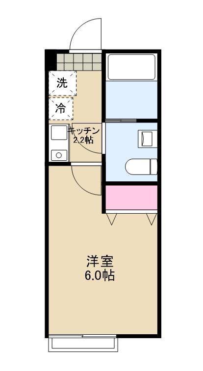 LA CREST百合ヶ丘(1K/2階)の間取り写真