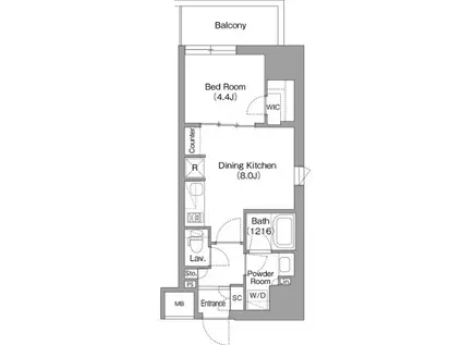 THE GLOW MITA(1LDK/10階)の間取り写真