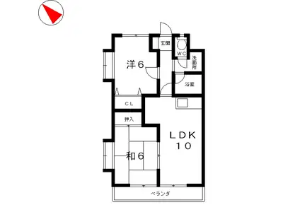 コーポモーリ(2LDK/3階)の間取り写真
