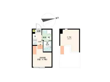 GRAND TERRACE AOI(1K/2階)の間取り写真