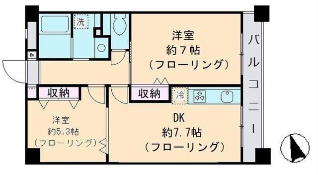 K・S柿生(2DK/4階)の間取り写真