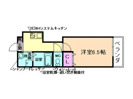 ラ・メール川西(1K/5階)の間取り写真