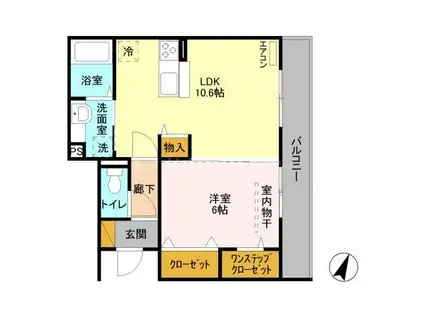 PREMIUM(1LDK/1階)の間取り写真