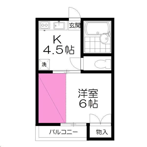 エマーブル茂ヶ崎(1K/1階)の間取り写真