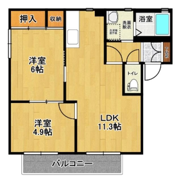 エクセルコートB(2LDK/1階)の間取り写真