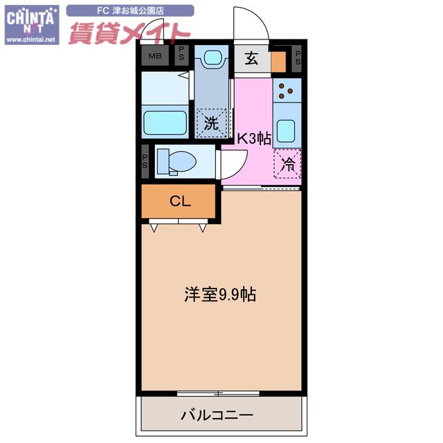 コンフォール津(1K/1階)の間取り写真