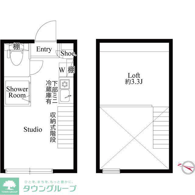 ハーモニーテラス中丸子(ワンルーム/1階)の間取り写真