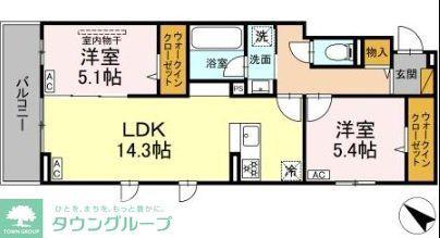 レジデンスヒルトップX XI XI(2LDK/1階)の間取り写真