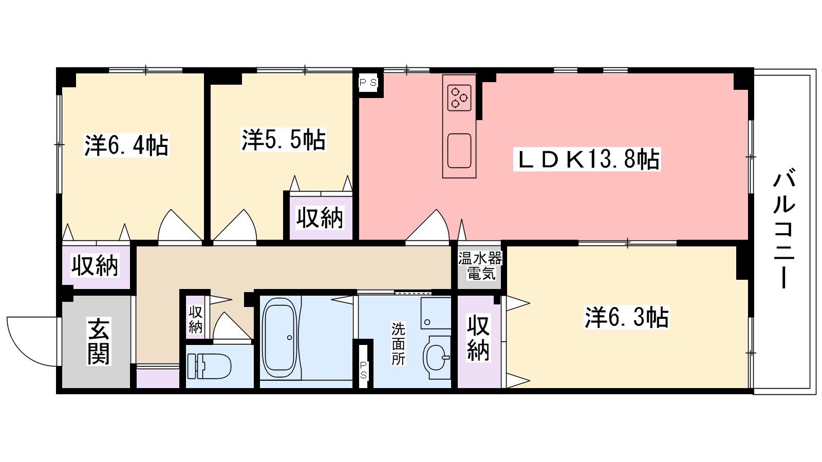 エフティー西宮北口A棟(3LDK/1階)の間取り写真