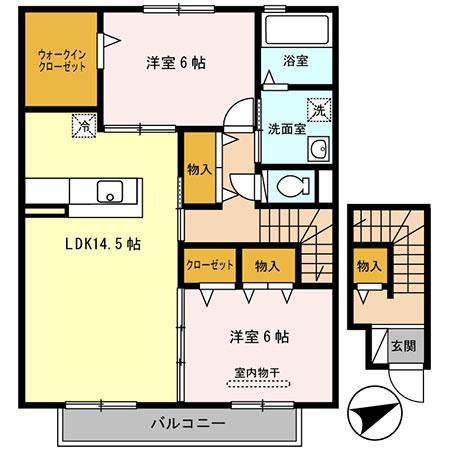 フローラルコート(2LDK/2階)の間取り写真
