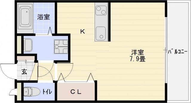 ソレイユ(ワンルーム/2階)の間取り写真