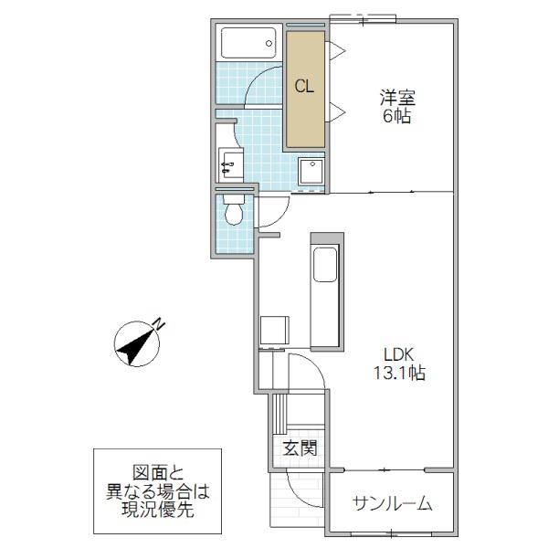ベルフローラ(1LDK/1階)の間取り写真