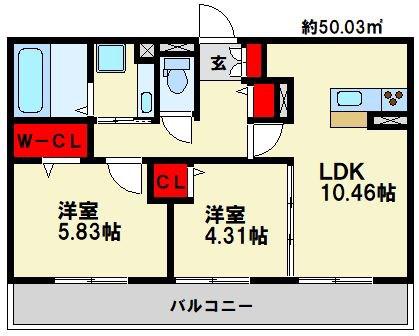 西鉄天神大牟田線 雑餉隈駅 徒歩5分 3階建 築8年(2LDK/1階)の間取り写真