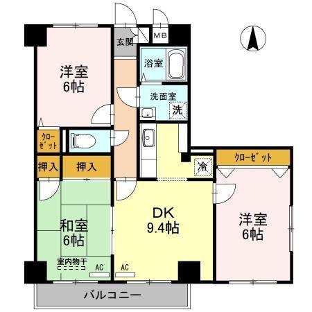 柚の木マンション(3DK/4階)の間取り写真