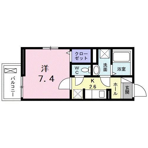 RISE所沢(1K/5階)の間取り写真