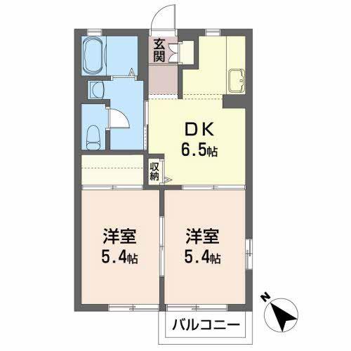 フォーシーズンズガーデン サウス(2DK/2階)の間取り写真
