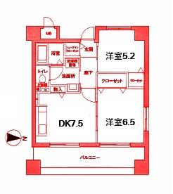 エヴァーグリーン新羽(2DK/2階)の間取り写真