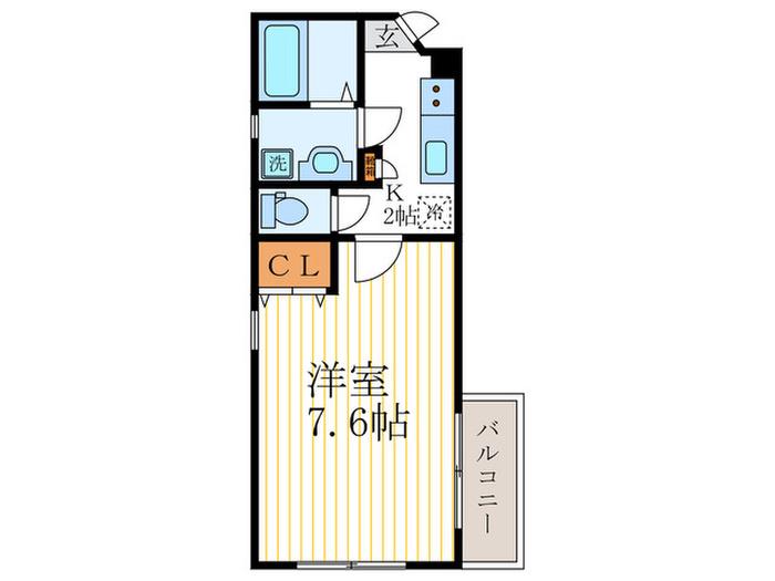 フラット長者町(1K/2階)の間取り写真