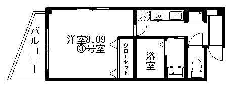 木村マンション(1K/3階)の間取り写真