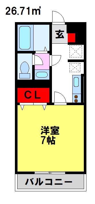 ヴェルメゾン(1K/1階)の間取り写真