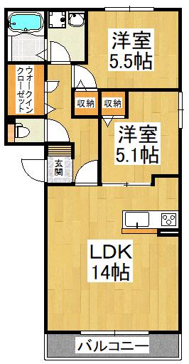 AG COURT(2LDK/2階)の間取り写真