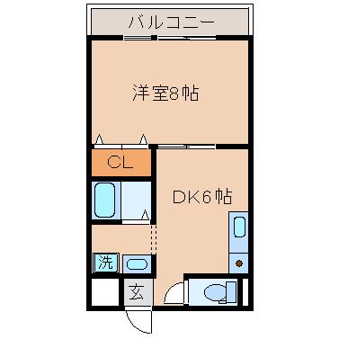 栗林レインボーマンション(1DK/3階)の間取り写真