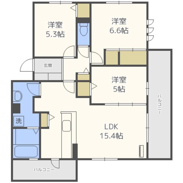D-ROOM小田部 弐番館(3LDK/3階)の間取り写真