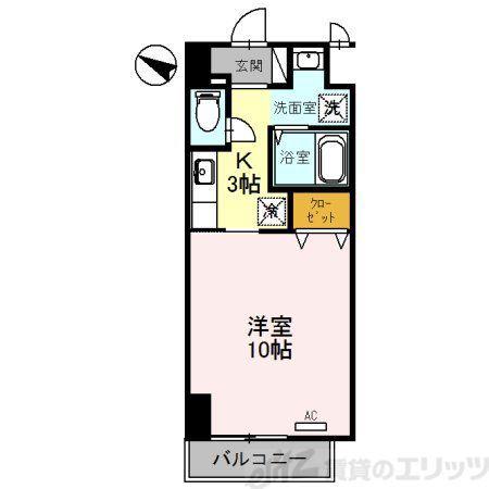 グランディールタカラ(1K/4階)の間取り写真