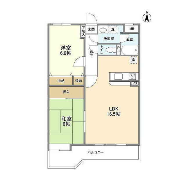 五反山ヒルズ(2LDK/1階)の間取り写真