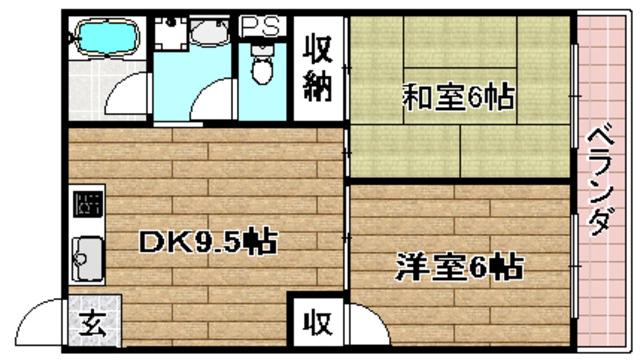 光庸ハウス(2LDK/3階)の間取り写真