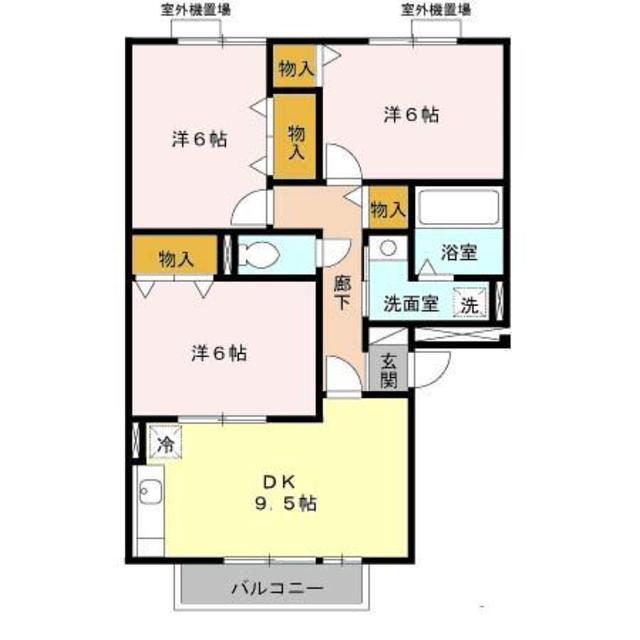 コートダジュール(3DK/2階)の間取り写真