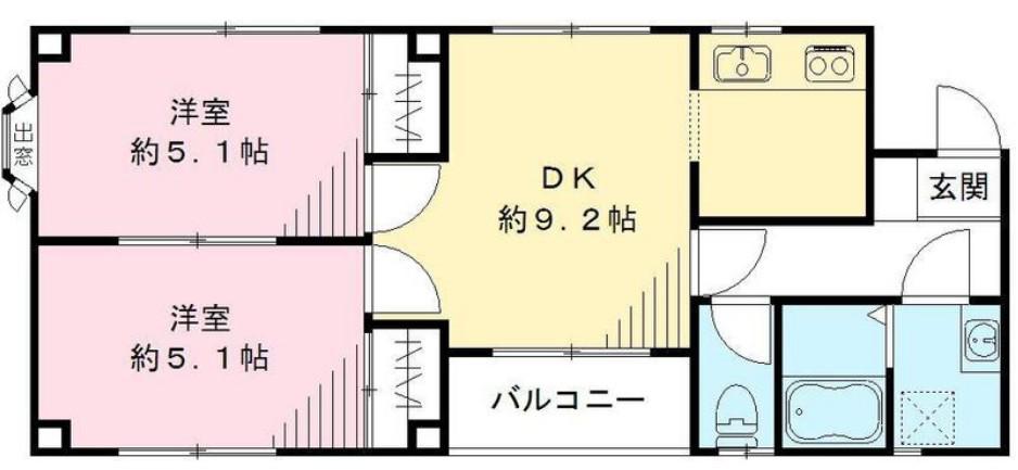 カースル三ノ輪A棟(2DK/2階)の間取り写真